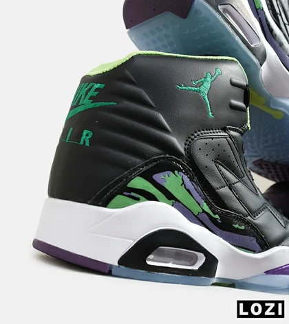 کفش کتانی ساق‌دار مردانه مشکی سبز بنفش Nike air jordan 6