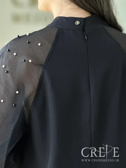 پیراهن آستین تور مرواریدی