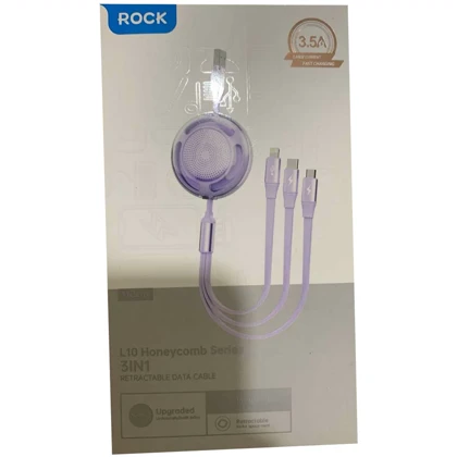 کابل چند کاره یو اس بی به تایپ سی، لایتنینگ و میکرو یو اس بی 3.5 آمپر راک RCB0864