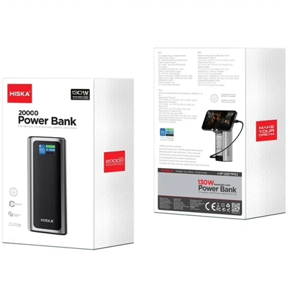 پاور بانک 130 وات هیسکا HISKA مدل HP-227PD ظرفیت 20000 میلی‌آمپر