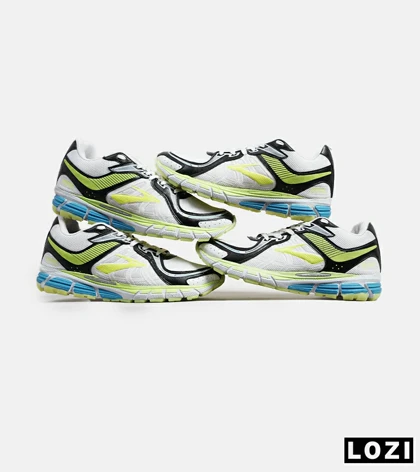 کفش کتانی بزرگ پا سفید مشکی لیمویی BROOKS adrenaline gts 22
