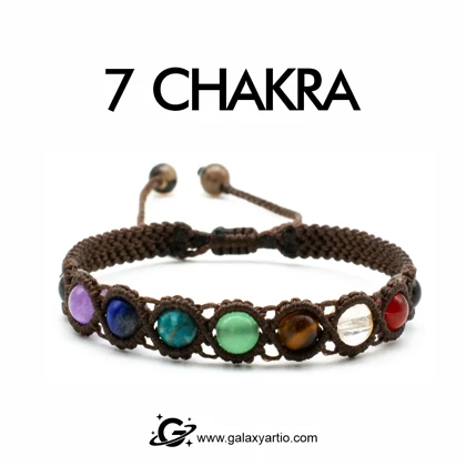 دستبند 7چاکرا با بافت مکرومه