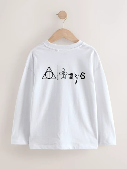 بلوز آستین بلند سفید طرح هری پاتر