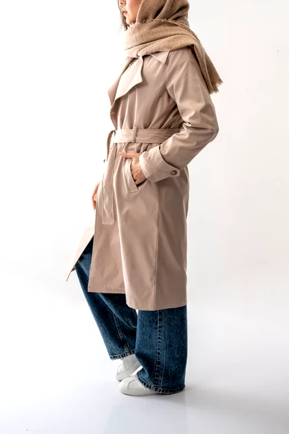 بارانی بلند کمربند دار زنانه