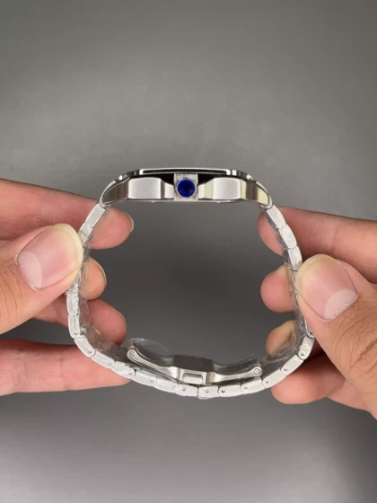 ساعت مچی کارتیه د سانتوس بند سیلور صفحه سرمه ای Cartier