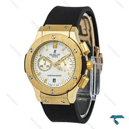 ساعت زنانه هوبلو سه موتوره طلایی صفحه سفید Hublot-7270-L