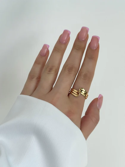 انگشتر استیل زنانه مدل3 لاین موج