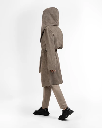 پالتو کلاه دار بلند زنانه کد L1001