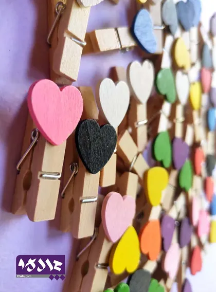 گیره چوبی قلب رنگی
