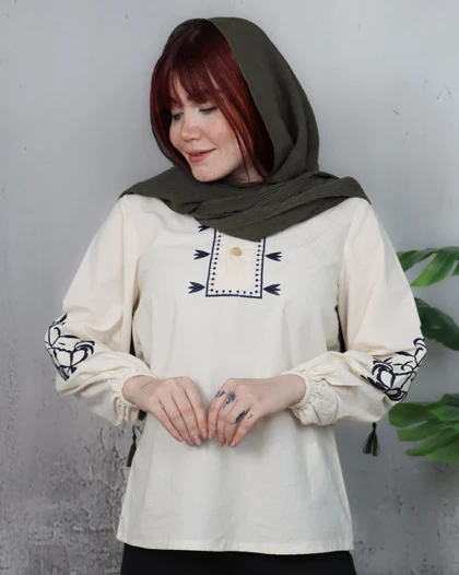 شومیز لینن گلدوزی زنانه 0853