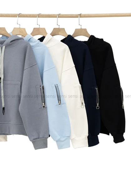 هودی باکسی آستین زیپ کد1005152