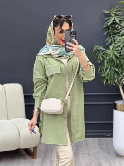 مانتو جیب نما بغل سه دکمه