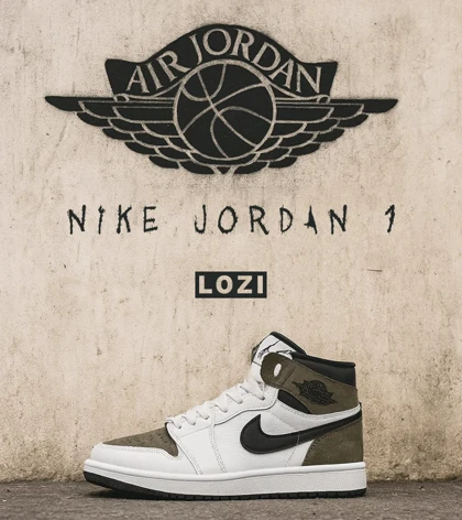 کفش کتانی ساق‌دار مردانه و زنانه سفید مشکی سبز NIKE jordan 1 مدل 7696