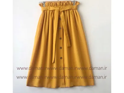 دامن جلو دکمه خردلی قد 75