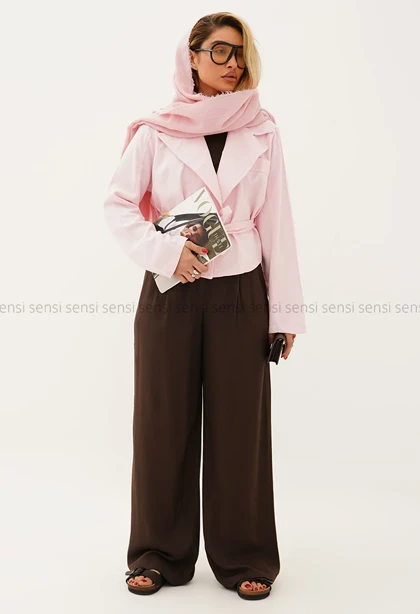 کت یقه انگلیسی کمربندی کد1005465