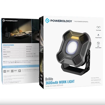 چراغ کار شارژی پاورولوژی Powerology مدل Brillite با چرخش 360 درجه