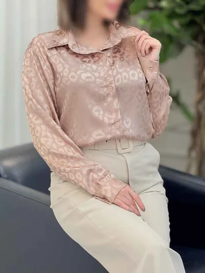 شومیز ساتن طرح پلنگی