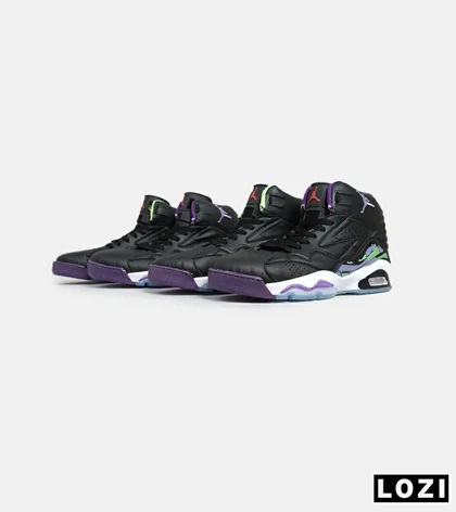 کفش کتانی ساق‌دار مردانه مشکی سبز بنفش Nike air jordan 6