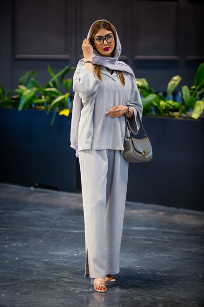 مانتو شلوار لونا یقه برگردان