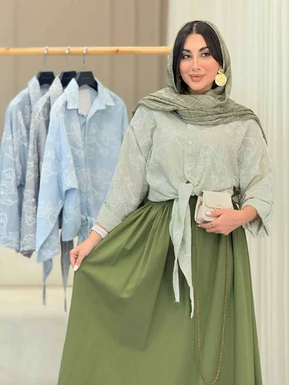 شومیز طرح دار گره‌ای