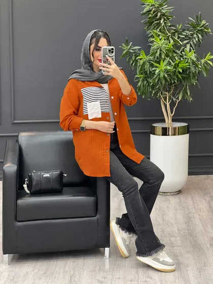 مانتو لینن جیب راه راه