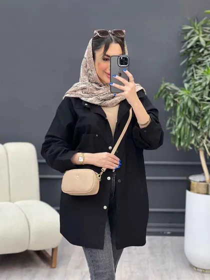 مانتو لینن دو جیب پایین هلال آلا