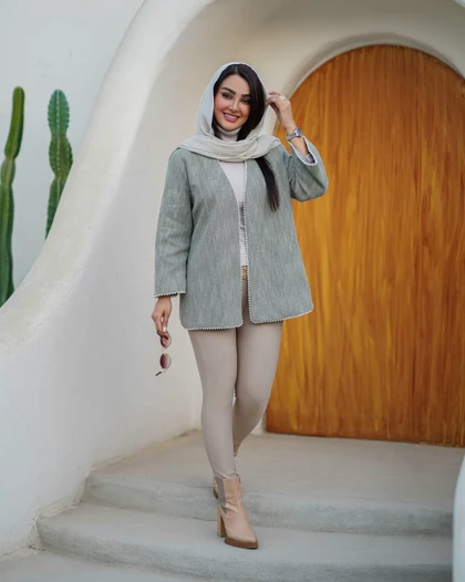 کت زنانه توییت جناغی آستردار پاییزه
