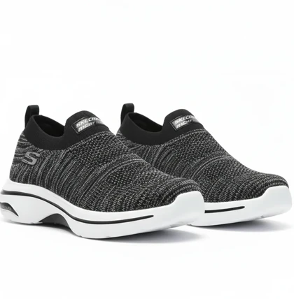 کفش کتانی اسکیچرز جورابی مشکی سفید مدل ARCH FIT کد 295047