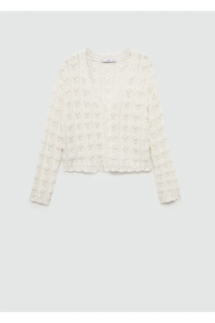 ژاکت کش باف پشمی زنانه اورجینال منگو mango