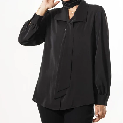 شومیز زنانه کرپ یقه کراواتی دمی (Demy) کد 2220