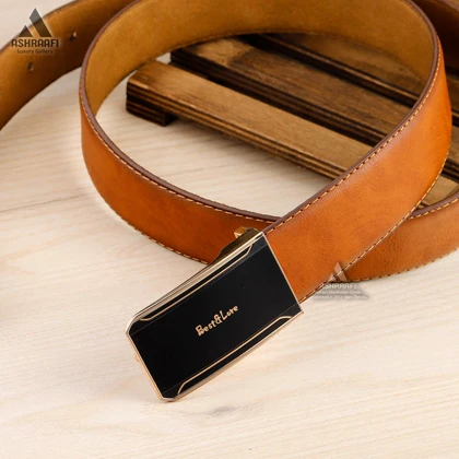 کمربند عسلی مردانه Leather Belt BL74
