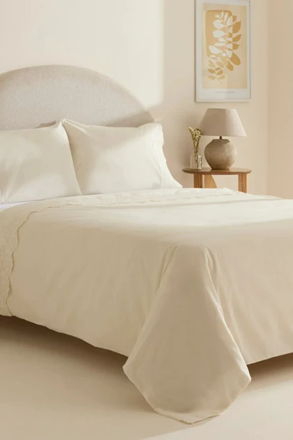 سرویس روتختی دو نفره Karaca Home مدل Avenza Brodeli پنبه - سفید