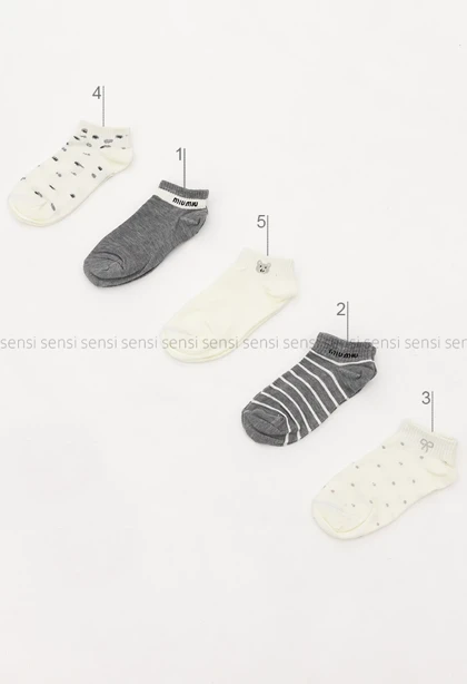 جوراب طرح دار پنبه کد1005205