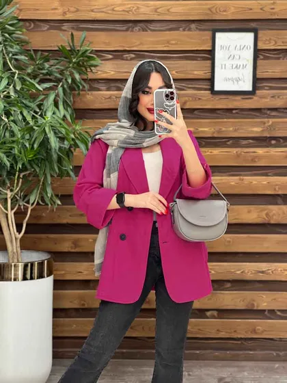 مانتو لینن یقه آرشال آستین پاکتی