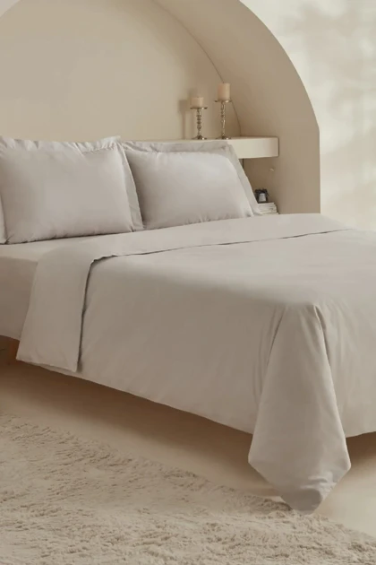 سرویس روتختی دو نفره Karaca Home مدل Ina پنبه - طوسی روشن