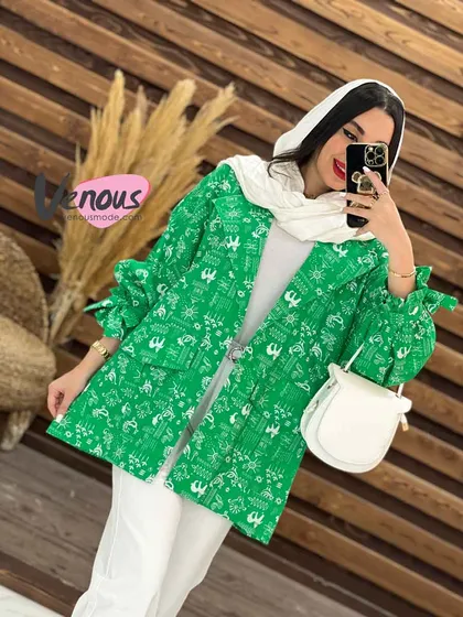 مانتو کتی طرح دار آستین کش