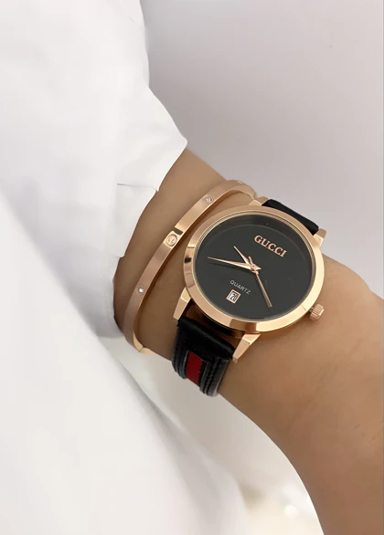 ساعت گوچی دخترانه بند چرمی 676