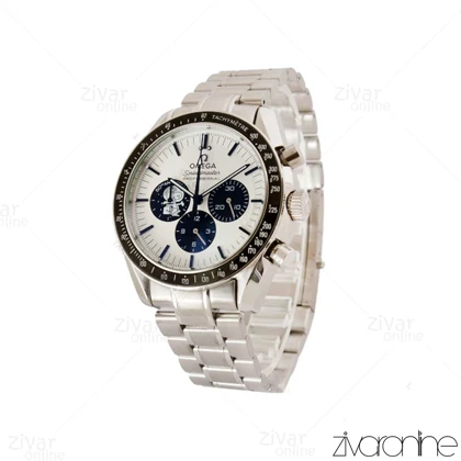 ساعت امگا اسپیدمستر مردانه سه موتوره سفید مشکی 104362