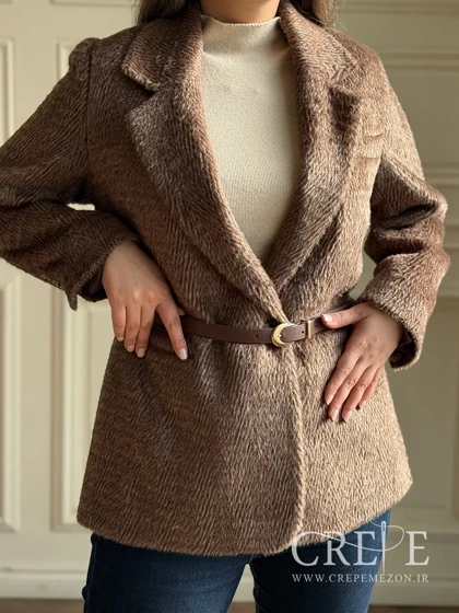 کت پوست سموری جناقی کمربند دار