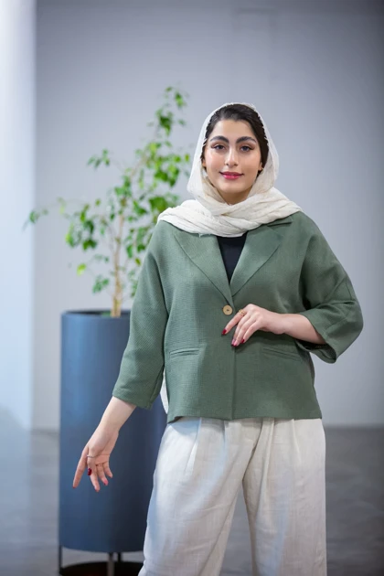 مانتو کت لینن کنفی جیب فیلتاب