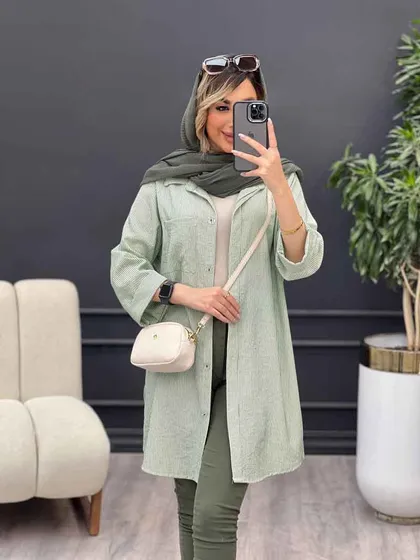 مانتو راه راه بغل سه دکمه