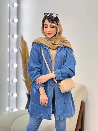 مانتو جین چهار جیب زاپ‌دار