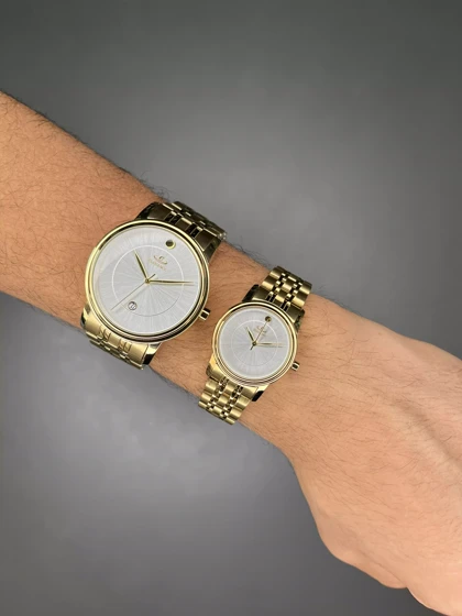 ساعت مچی الگانس بند طلایی صفحه سفید Elegance