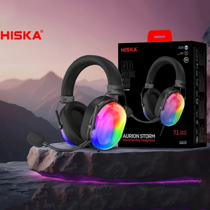 هدفون و هدست گیمینگ سیمی هیسکا Hiska مدل GHR-07 با نور RGB