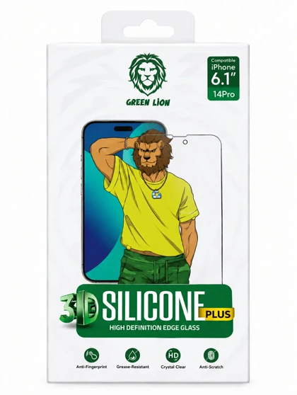 گلس آیفون14Pro-سیلیکون پلاس 3D Silicon Plus - Green Lion گرین