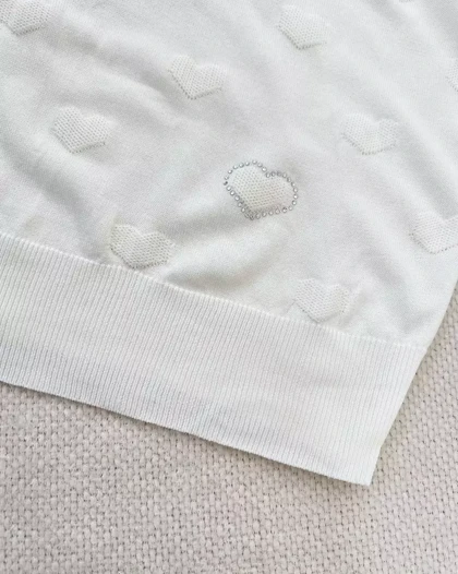 بلوز بافت قلب نگین‌دار کد 5458