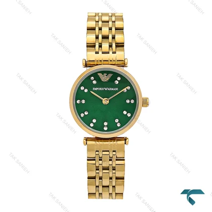 ساعت زنانه امپریو آرمانی مینی طلایی صفحه سبز Armani-6684-L