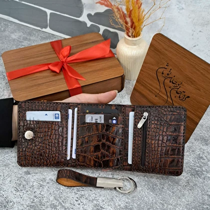 کیف پول جیبی مردانه چرم طبیعی مناسب هدیه
