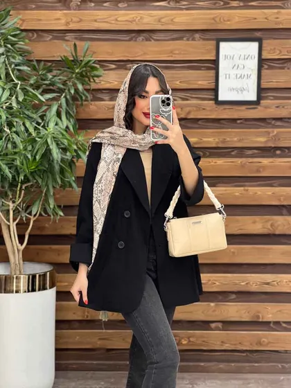 مانتو لینن یقه آرشال آستین پاکتی
