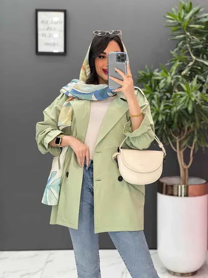 مانتو کتی چهاردکمه آستین کش